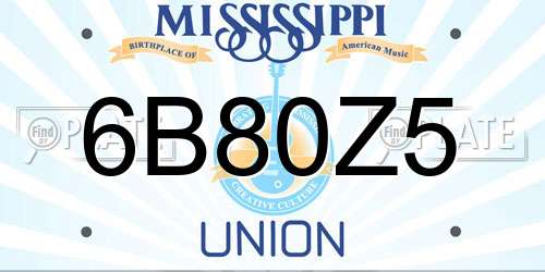 6B80Z5 Mississippi License Plate