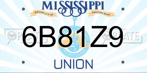 6B81Z9 Mississippi License Plate