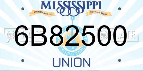 6B82500 Mississippi License Plate