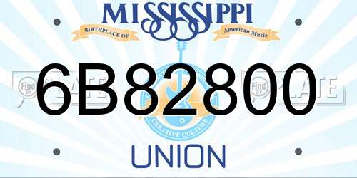 6B82800 Mississippi License Plate