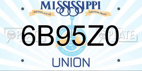 6B95Z0 Mississippi License Plate
