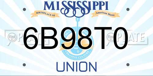 6B98T0 Mississippi License Plate