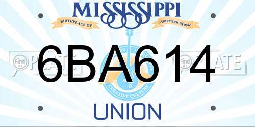 6BA614 Mississippi License Plate