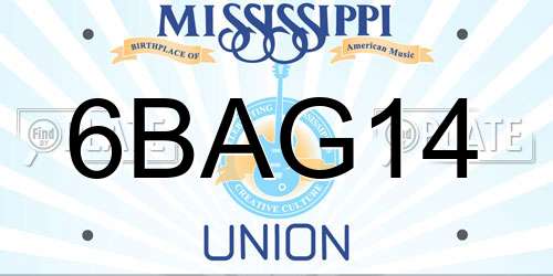 6BAG14 Mississippi License Plate