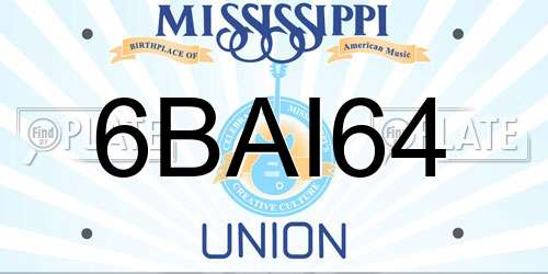 6BAI64 Mississippi License Plate