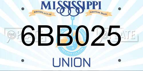 6BB025 Mississippi License Plate