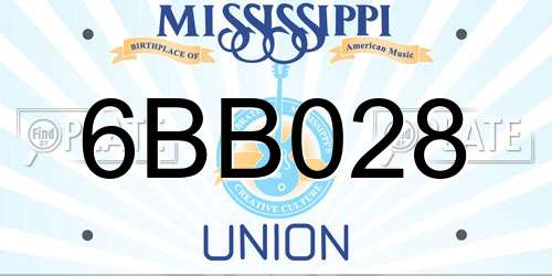 6BB028 Mississippi License Plate