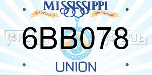 6BB078 Mississippi License Plate