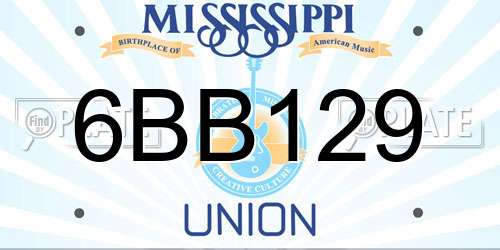 6BB129 Mississippi License Plate