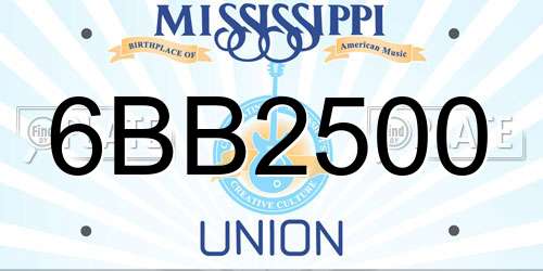 6BB2500 Mississippi License Plate