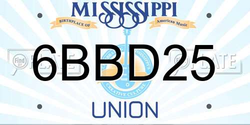 6BBD25 Mississippi License Plate