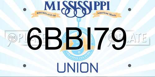 6BBI79 Mississippi License Plate