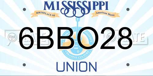 6BBO28 Mississippi License Plate