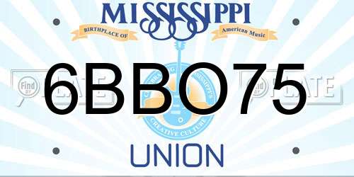 6BBO75 Mississippi License Plate