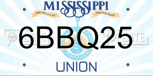 6BBQ25 Mississippi License Plate