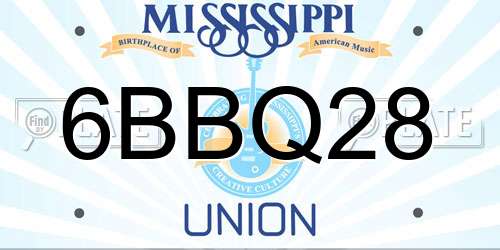 6BBQ28 Mississippi License Plate