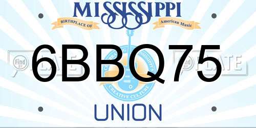 6BBQ75 Mississippi License Plate