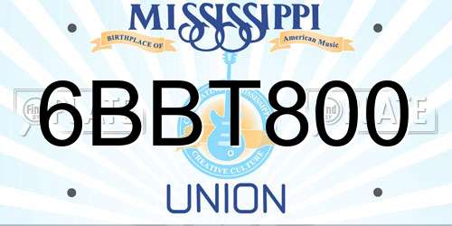 6BBT800 Mississippi License Plate