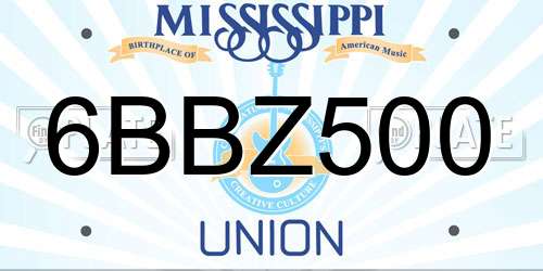 6BBZ500 Mississippi License Plate