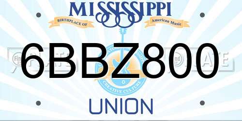 6BBZ800 Mississippi License Plate