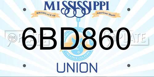 6BD860 Mississippi License Plate