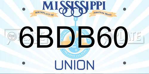 6BDB60 Mississippi License Plate