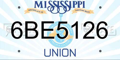 6BE5126 Mississippi License Plate