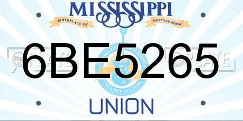 6BE5265 Mississippi License Plate