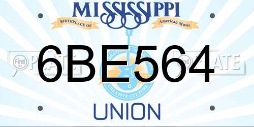 6BE564 Mississippi License Plate