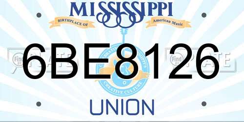 6BE8126 Mississippi License Plate
