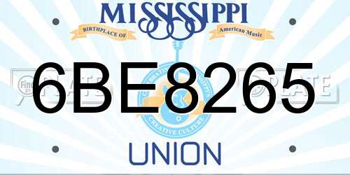 6BE8265 Mississippi License Plate
