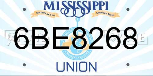 6BE8268 Mississippi License Plate
