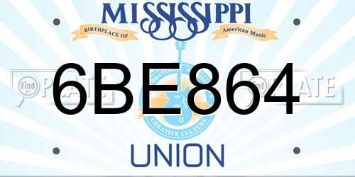 6BE864 Mississippi License Plate