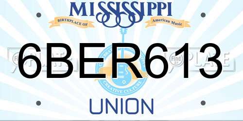 6BER613 Mississippi License Plate