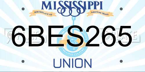 6BES265 Mississippi License Plate