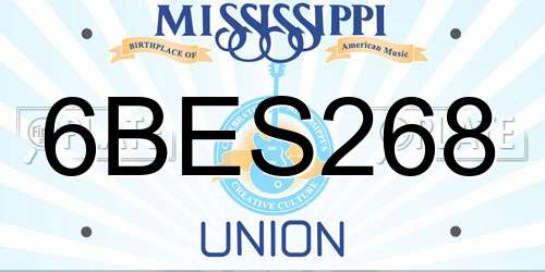 6BES268 Mississippi License Plate