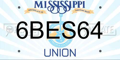 6BES64 Mississippi License Plate