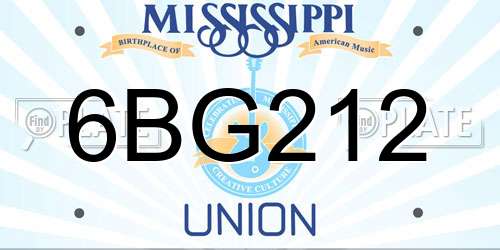 6BG212 Mississippi License Plate