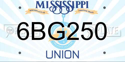 6BG250 Mississippi License Plate