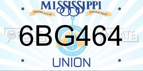 6BG464 Mississippi License Plate