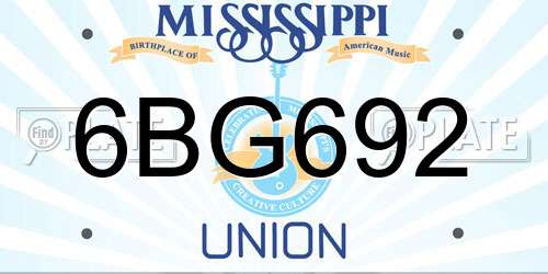 6BG692 Mississippi License Plate