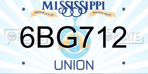 6BG712 Mississippi License Plate