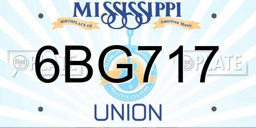 6BG717 Mississippi License Plate