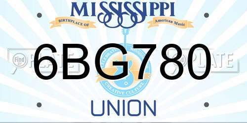 6BG780 Mississippi License Plate
