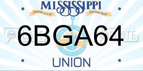 6BGA64 Mississippi License Plate