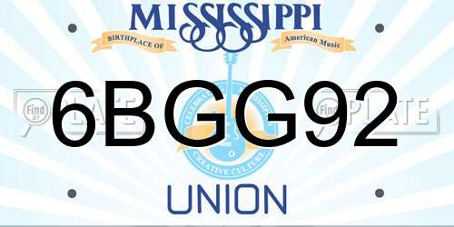 6BGG92 Mississippi License Plate