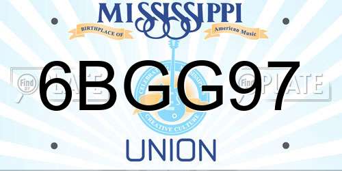 6BGG97 Mississippi License Plate