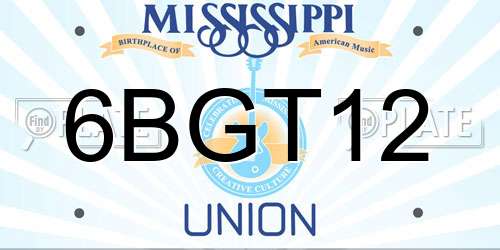 6BGT12 Mississippi License Plate