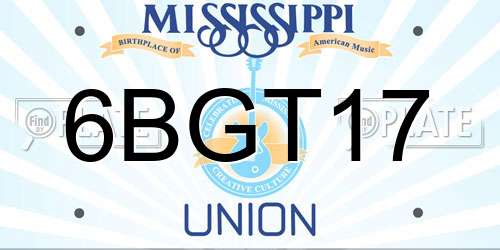 6BGT17 Mississippi License Plate