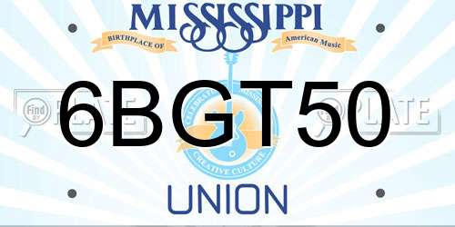 6BGT50 Mississippi License Plate
